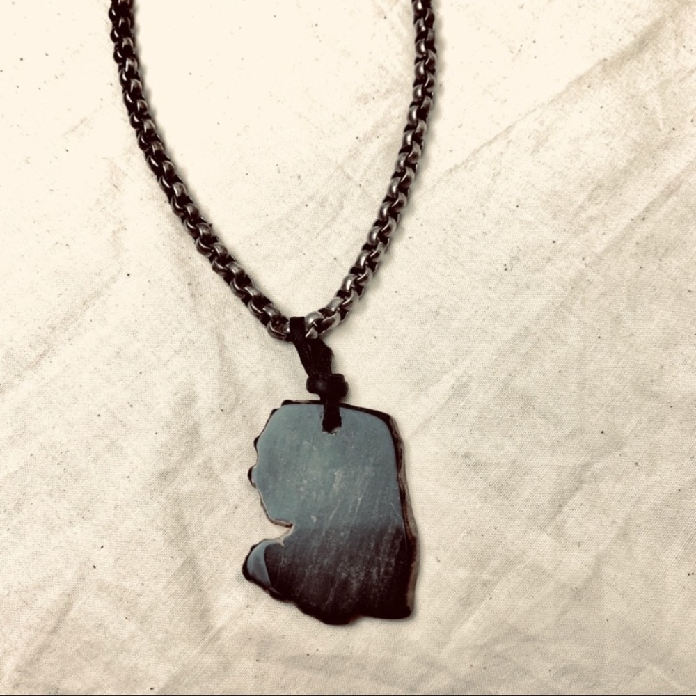Petrified Wood Necklace Silver Rollo Chain - Picture 8 of 16